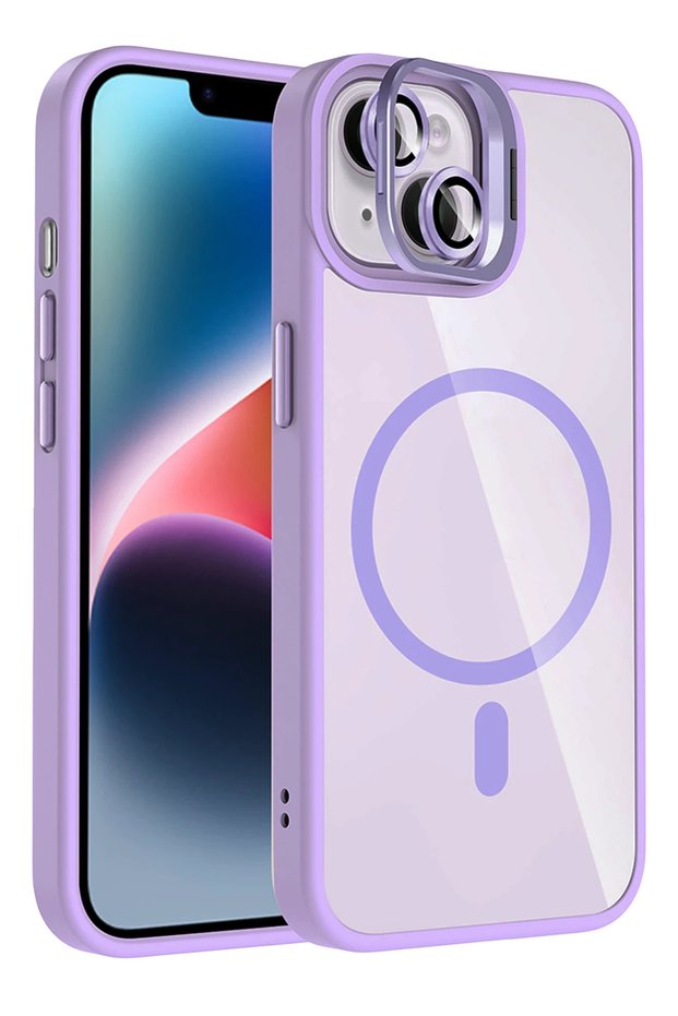 Ilkestor iPhone 14 Remim Lens Cover with Magsafe Stand (34344) - Lilac