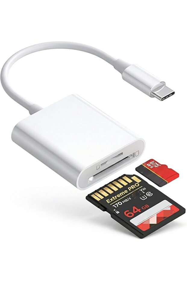 قارئ بطاقات 2 في 1 بمنفذ USB-C، فتحة قارئ بطاقات الذاكرة لبطاقات Micro SD/SD/TF، متوافق مع آيفون 17/16/1