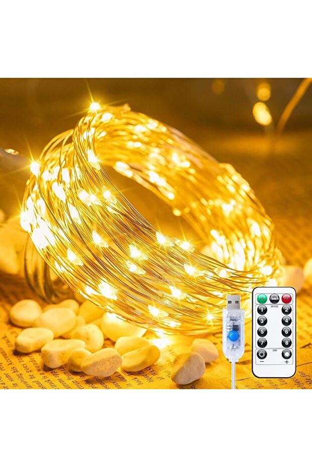 أضواء زينة متلألئة، 100 مصباح LED مع جهاز تحكم عن بعد ومؤقت، 10 أمتار مقاومة للماء