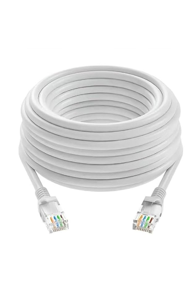 كابل إيثرنت Cat5e بطول 5 متر - كابل إنترنت Cat 5e طويل - سلك توصيل أبيض بدون مشابك - مرن للاستخدام في الشبكات