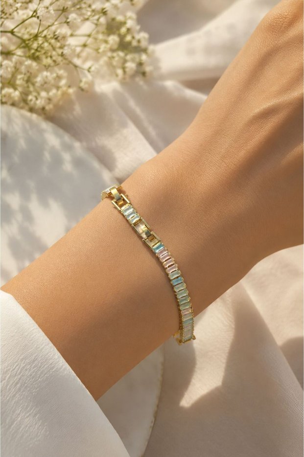 Soft Colorful Baguette Model Waterway Steel Bracelet