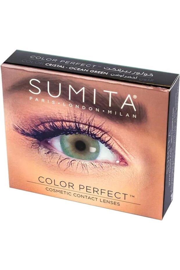 Color Perfect Cosmetic Contact Lenses, Multi Functional, Daily Use, Protects Harmful Vision, UV Lights, Disposable Contact Lenses, #8725, Ocean Green