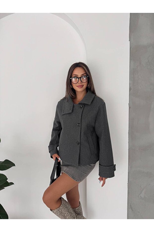 Women's Stand Collar Zr Model Cashmere Jacket Coat