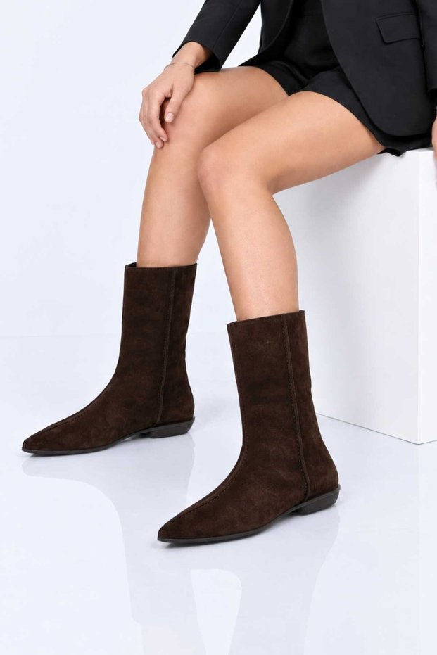 Laceless Saraç Detailed Genuine Leather Casual Boots 336-01286 Women's Boots