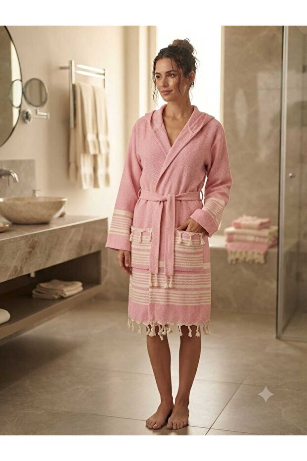 Peshtemal Bathrobe, Moraca Peshtemal Bathrobe, Cotton Peshtemal Bathrobe