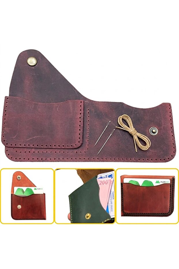 DIY Hitit Real Leather Card Holder Making Kit, DIY Handmade Vertical Wallet Card Holder Kit