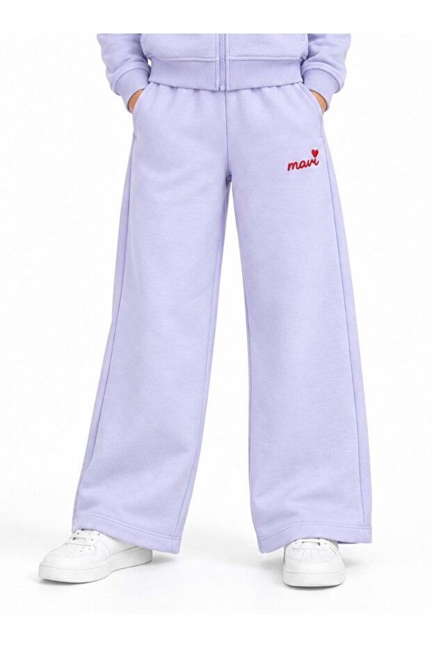 M7010067 Heart Logo Printed Girls' Sweatpants Lila