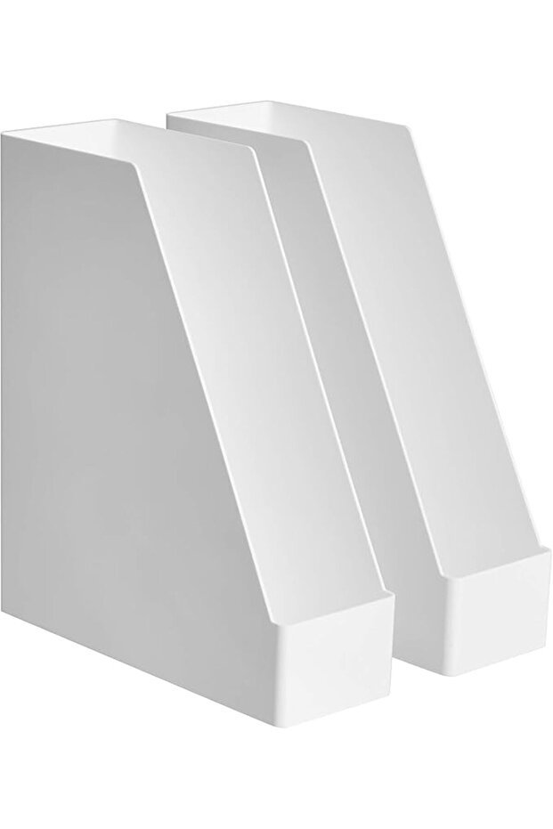 Plastic Organizer - Magazine Rack, White, 2-Pack