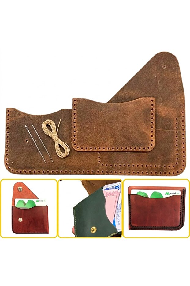 DIY Hitit Real Leather Card Holder Making Kit, DIY Handmade Vertical Wallet Card Holder Kit