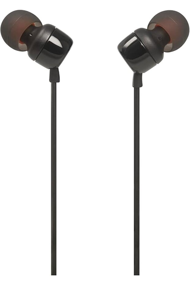 سماعات أذن سلكية عالمية من JBL مع جهاز تحكم عن بعد وميكروفون، لون أسود - T110BLK
