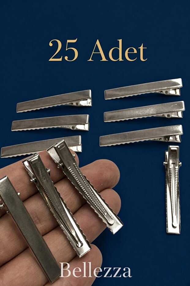 25 Pieces 8 cm Metal Buckle Clips | Silver Color Hair Clip - Bellezza