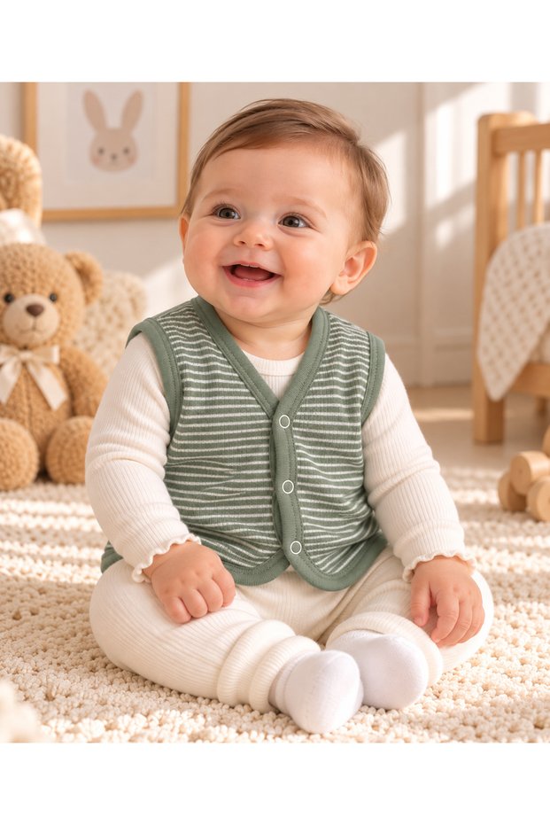Baby Boy Striped Snapback Vest