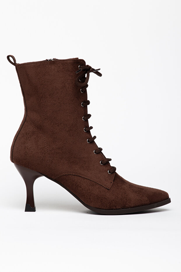 Tavira Brown Suede Pointed Toe Women's Heeled Boots