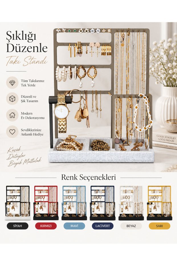 Jewelry Stand Earrings Necklace Bracelet Watch Organizer Desktop Display Organizer