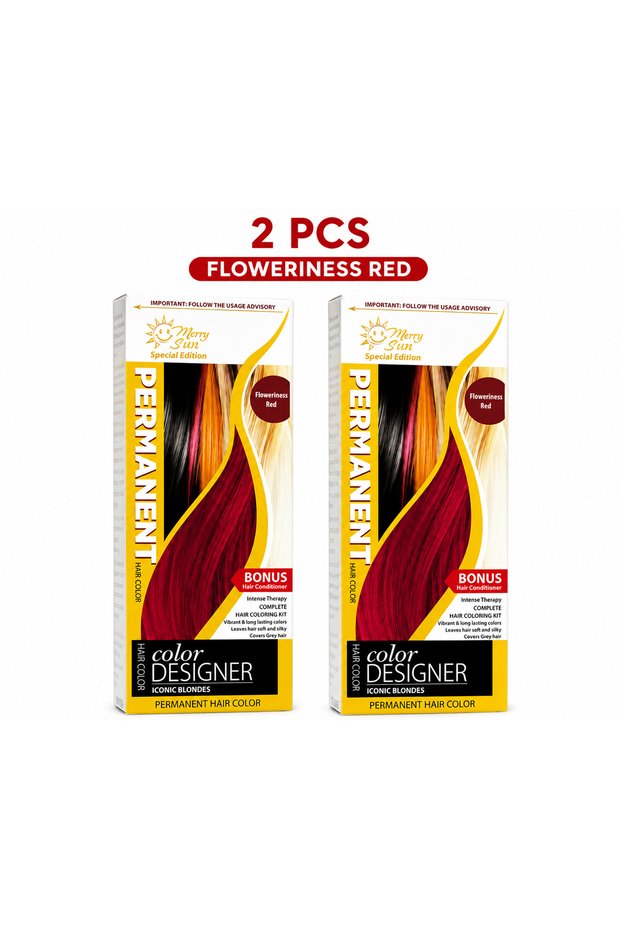 Permanent Hair Color 2 PCS Set – Floweriness Red Shade with Bonus Hair Conditioner, Vibrant Long-Lasting Hair Dye, Complete Hair Coloring Kit for Home Use