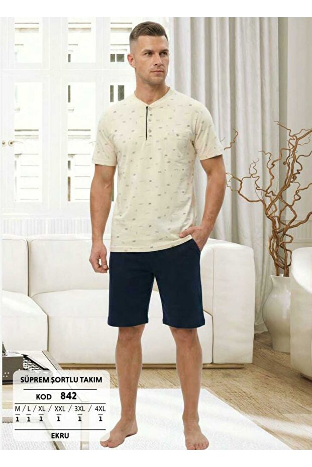 Men's Short Sleeve Capri Pajama Set 842
