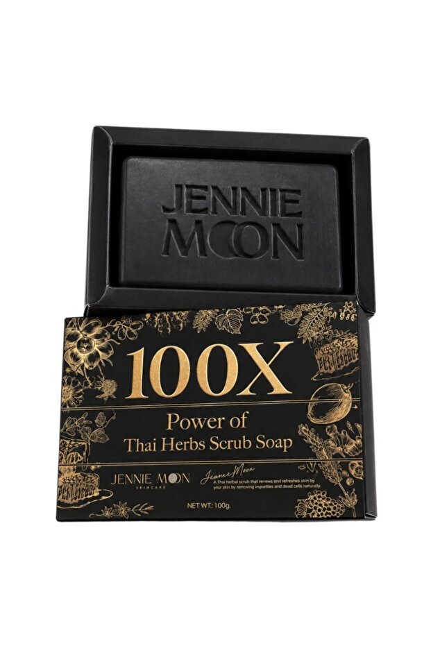 100X Thai Herbs Scrub Soap, Brightening Exfoliating Face & Body Soap with Herbal Extracts, Natural Oils, 160g