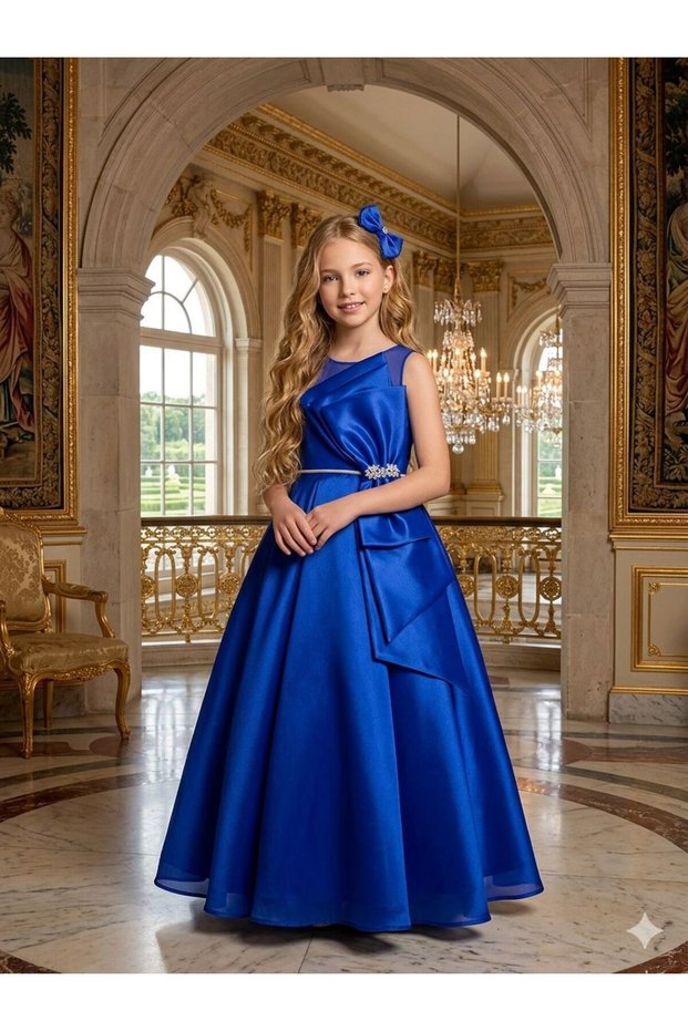Girl's Dress, Waist Stone Accessories, Ribbon Detail, Princess, Stylish Dress