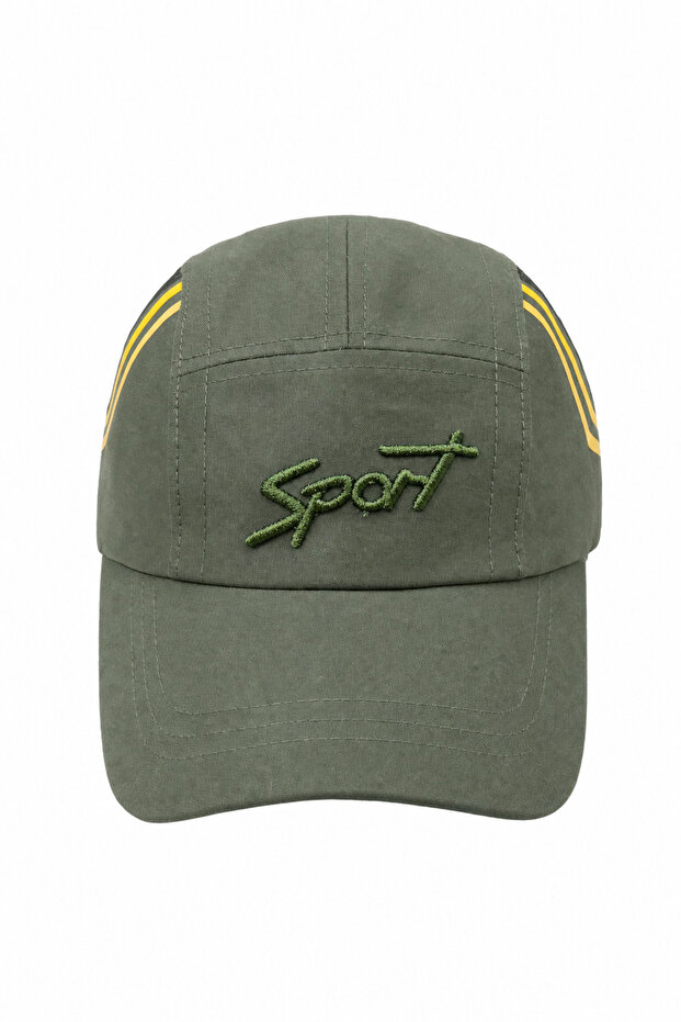 Sport Written Side Stripe Detailed Khaki Green Unisex Hat