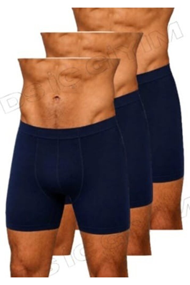 323 Men's Bamboo Lycra Navy Blue Boxer Shorts 3 Pieces