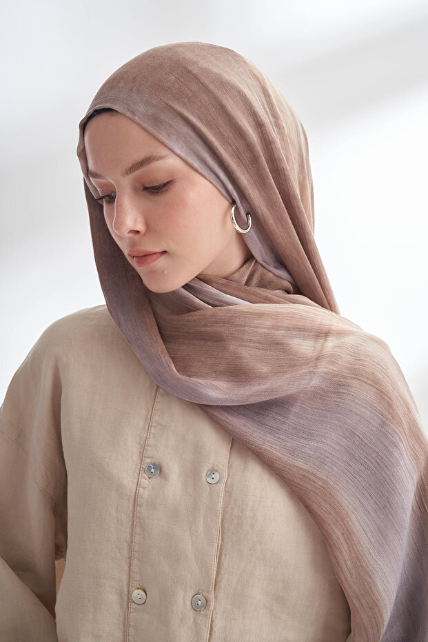Organic Touch Viscose Blend Patterned Shawl - Stone