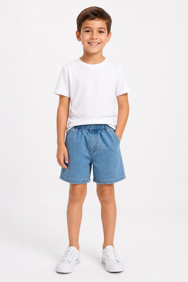 Boy's Blue Denim Shorts Summer Casual Model
