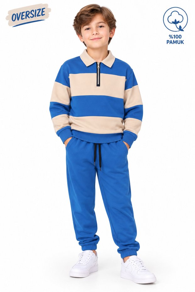 3-10 Years Old Oversize 2 Thread Seasonal Boys' Top and Bottom Tracksuit Set