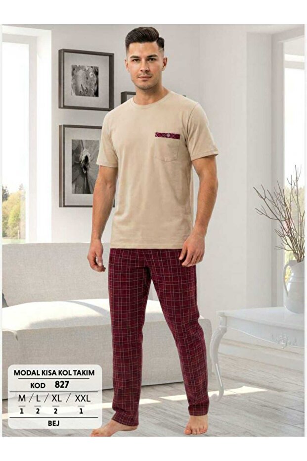 Men's Short Sleeved Pajama Set 827