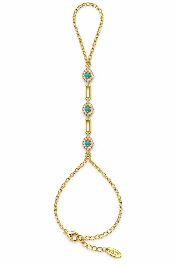 Ysx Gold Color Turquoise Evil Eye Beaded Stone Women's Shahmeran Bracelet