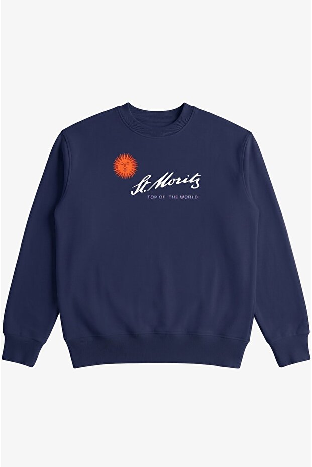 Navy Blue St Moritz Printed Sweatshirt
