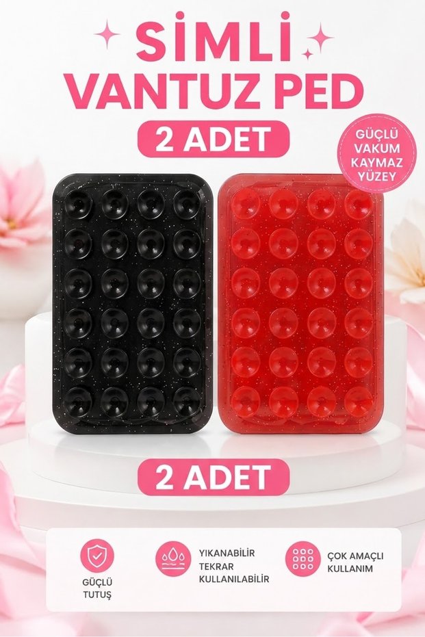 2 Pieces of Glittery Silicone Phone Holder with Suction Cups, Vacuum Non-Slip Adhesive Surface