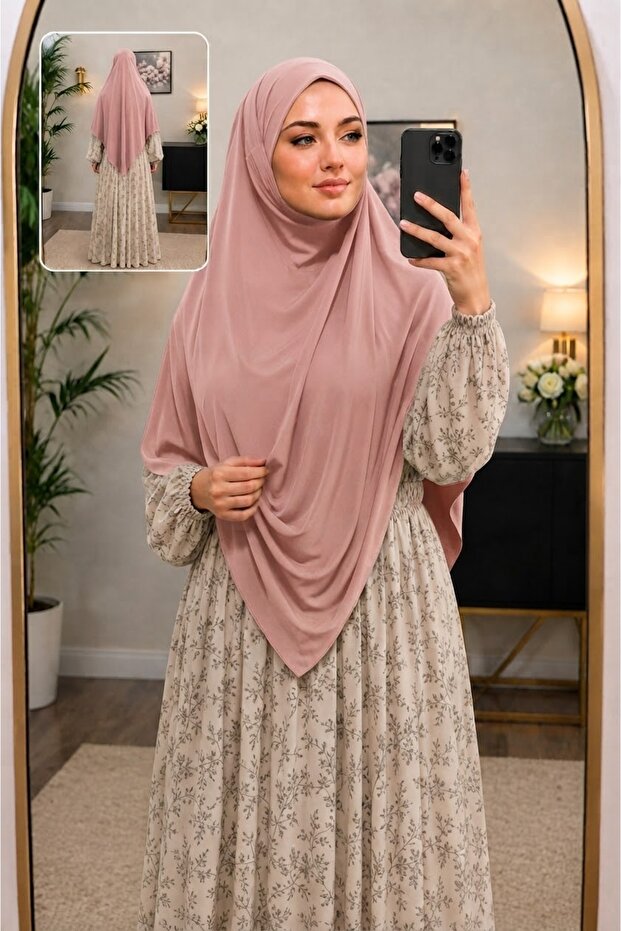 Practical Medium Size Sandy Sufle Scarf - Needle-Free Hijab for Hajj, Umrah, and Daily Use