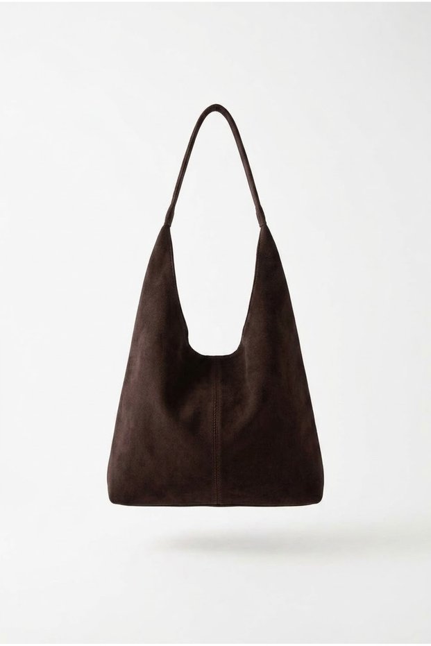 Alina Suede Casual Look Shoulder Bag-Brown