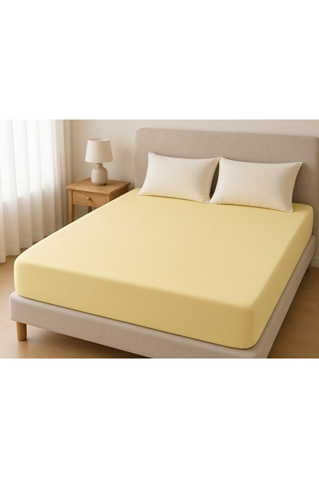 Double Yellow Elastic Bed Sheet 160X200 cm + 20 cm