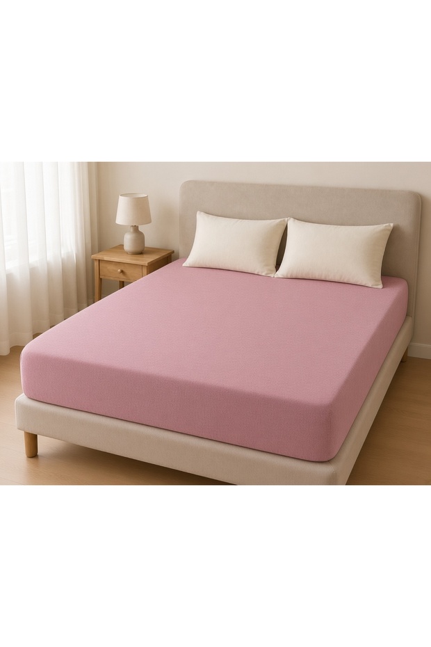 Double Dusty Pink Elasticated Sheet 160X200 cm + 20 cm