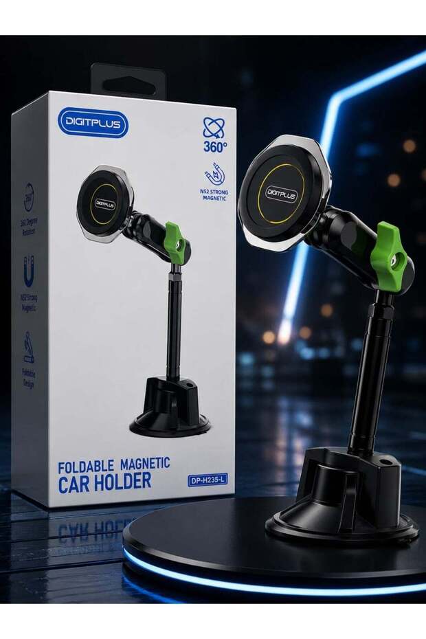 DP-H235-L Foldable Magnetic Car Phone Holder – 360° Rotation, Strong Magnetic Mount for Dashboard & Windshield