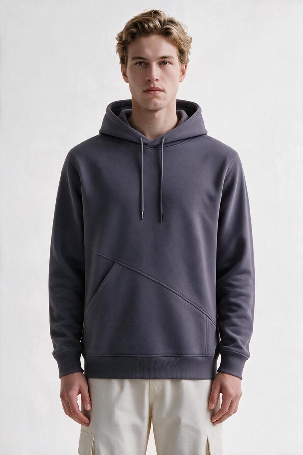 Men's Hooded 3-Thread Soft Texture Sweatshirt with Side Pockets