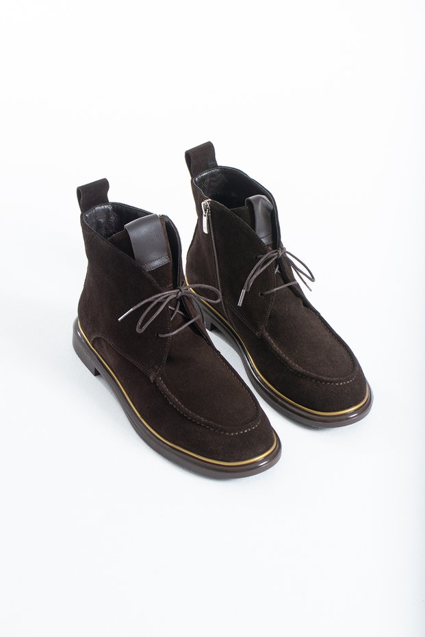 Firenze Women's Genuine Leather Suede Lace-Up Zippered Casual Boots