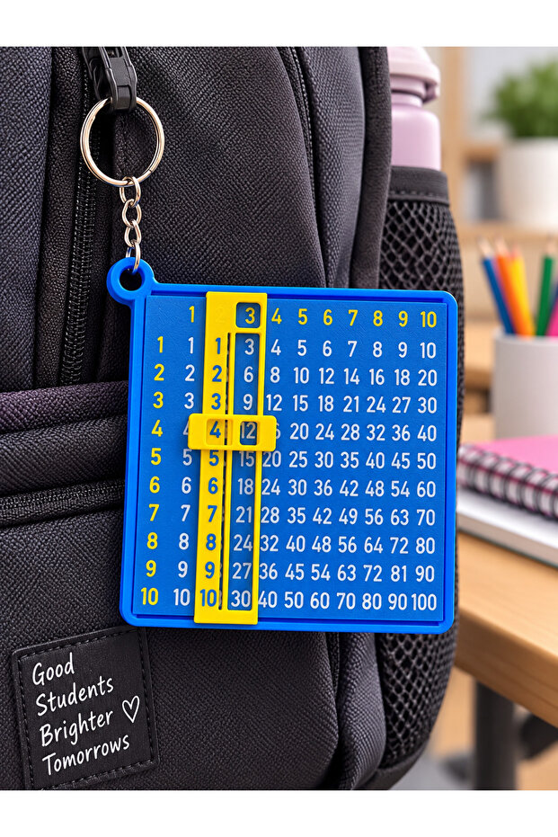 Blue Educational Multiplication Table Keychain | Sliding Math Learning Toy