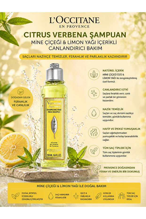 Citrus Verbena Shampoo That Purifies and Revitalizes Hair 250 ml