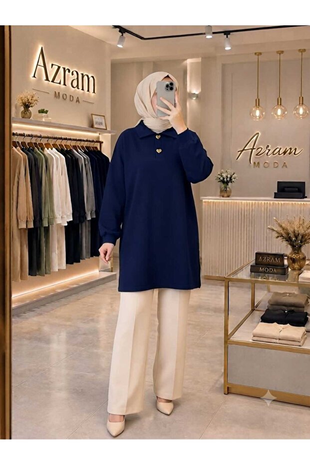 Azram Women's Loose Fit Modern Shirt Collar