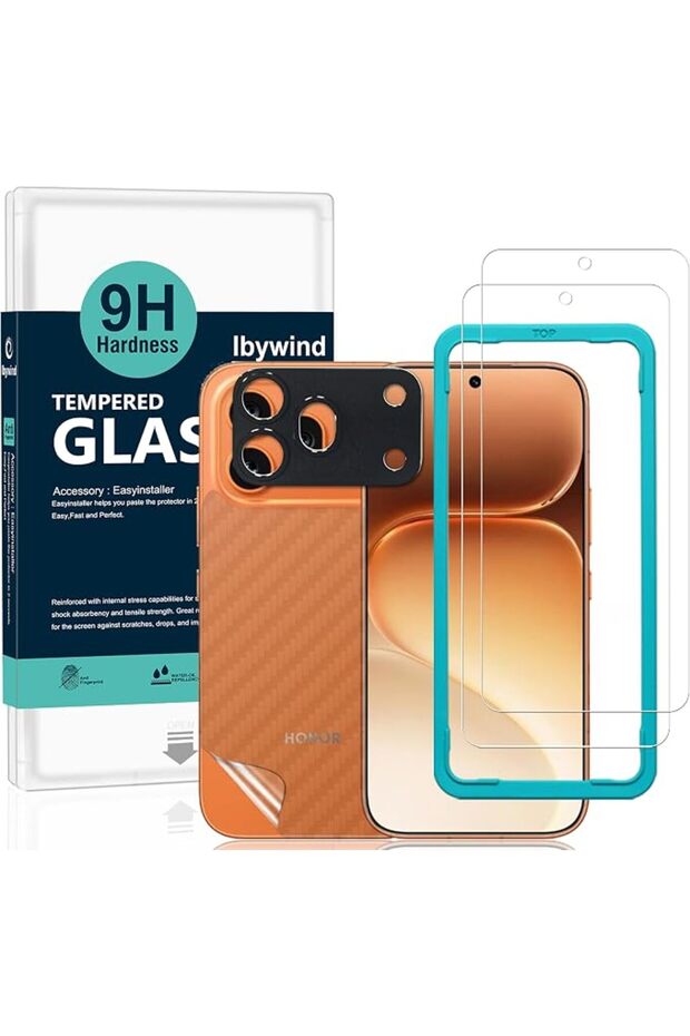 واقي شاشة لهاتف Honor 600 Pro 5G، عبوة من قطعتين، زجاج مقوى بصلابة 9H مع حماية لعدسة الكاميرا