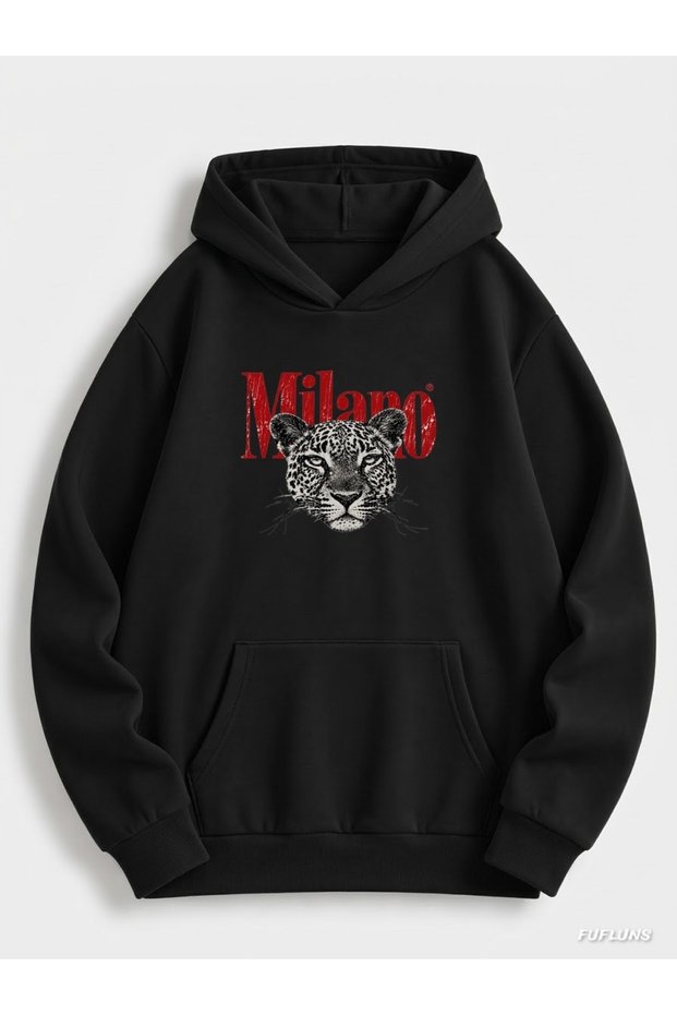 Milano Printed Oversized Unisex Hooded Sweatshirt