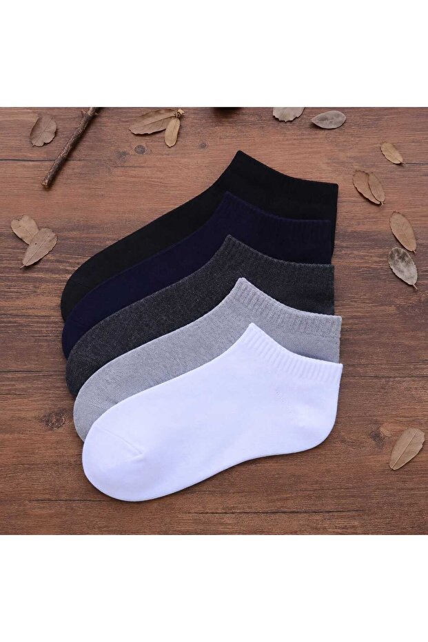 Unisex Short Booties Socks with Towel Inside 5 Pairs Cotton