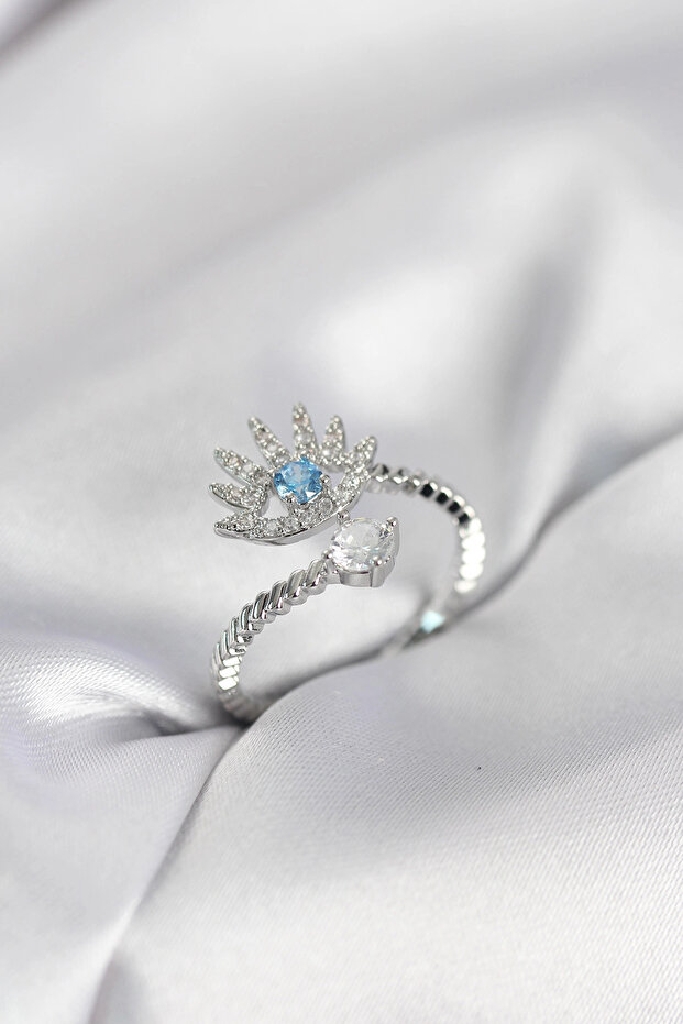 Silver Color Eye Model Zircon Stone Women's Ring Tj-Byk4073