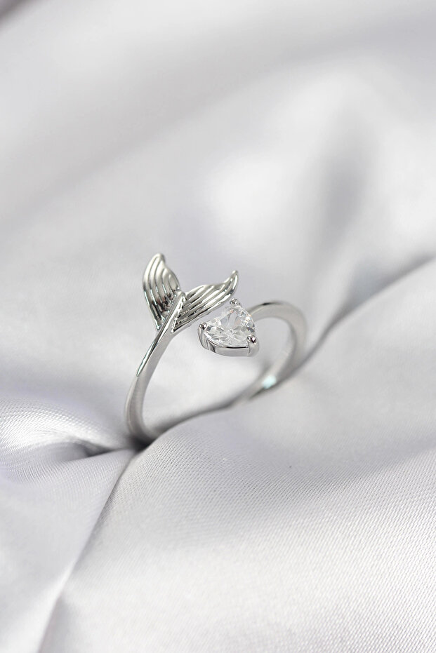 Fish Tail Model Silver Color Zircon Stone Women's Ring Tj-Byk4128