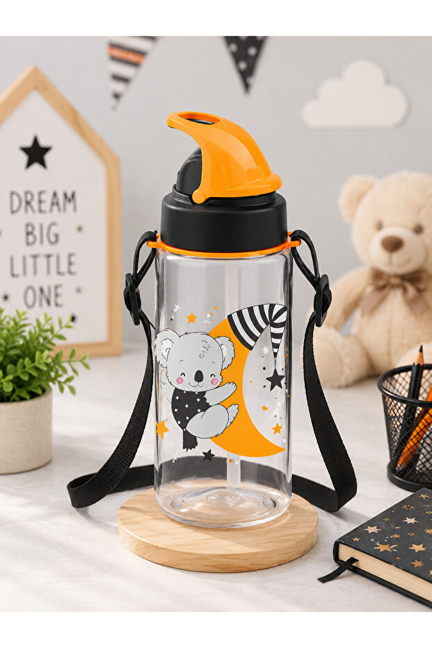 Third Tritan Patterned Water Bottle with Straw (Drinker) 500 Cc