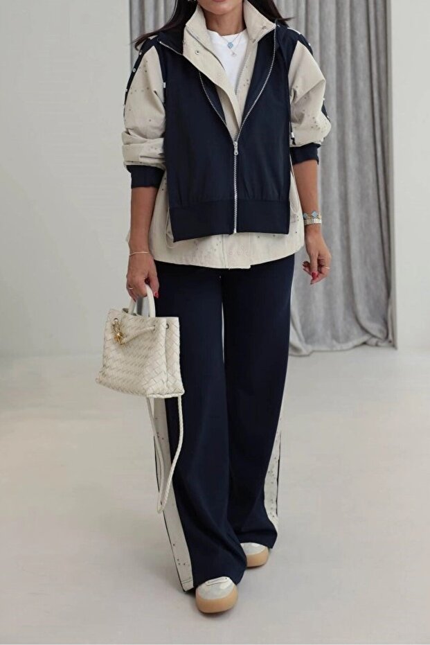 Fisto Fabric Garnished Hooded Suit Key37650