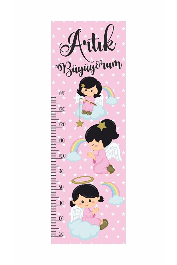 Children's Room Height Chart Cute Angels Theme Self-Adhesive Foil