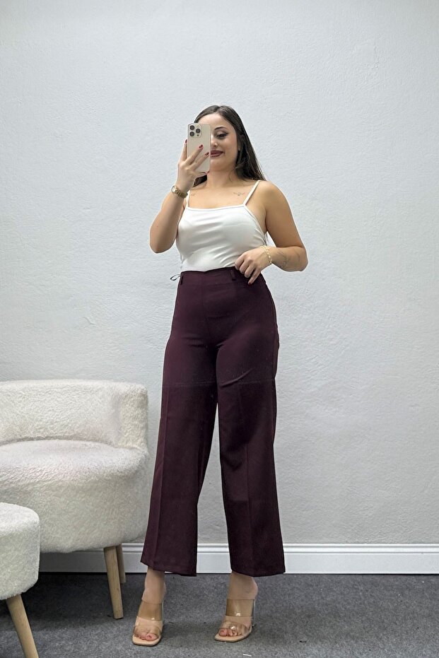 Women's Dabıl High Waist Wide Leg Pants Plum
